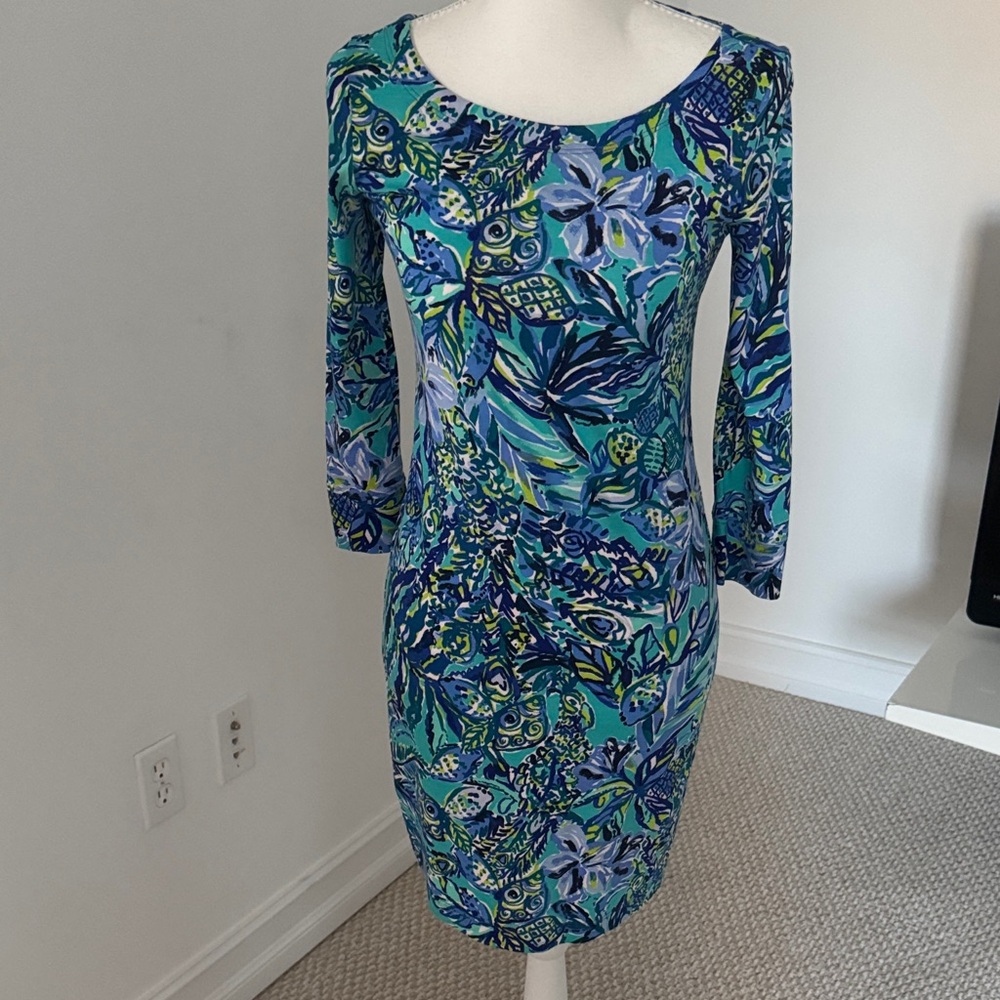 Floral Blue and Green Dress